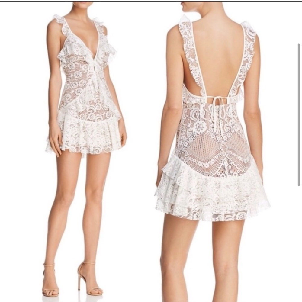 For love and lemons white lace mini dress sz M nwt - Picture 4 of 4